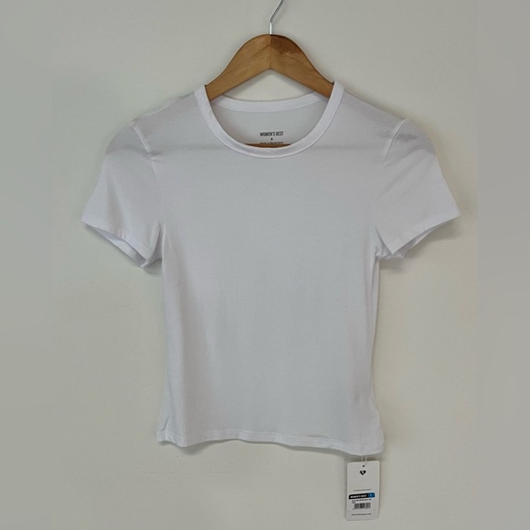 Women's Best Size Small Smooth Contour Midi Short Sleeve T-Shirt White - Picture 6 of 10